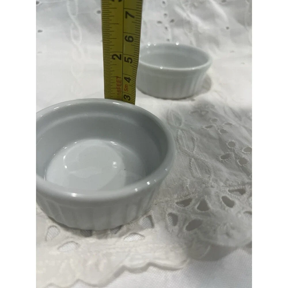 2 BIA Cordon Bleu Ramekins Individual Stoneware Custard Cups Pure White
